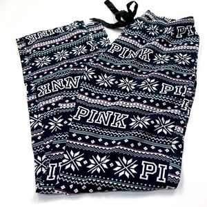 Victoria’s Secret Pink Snowflake Pajama Pants Black Size Small